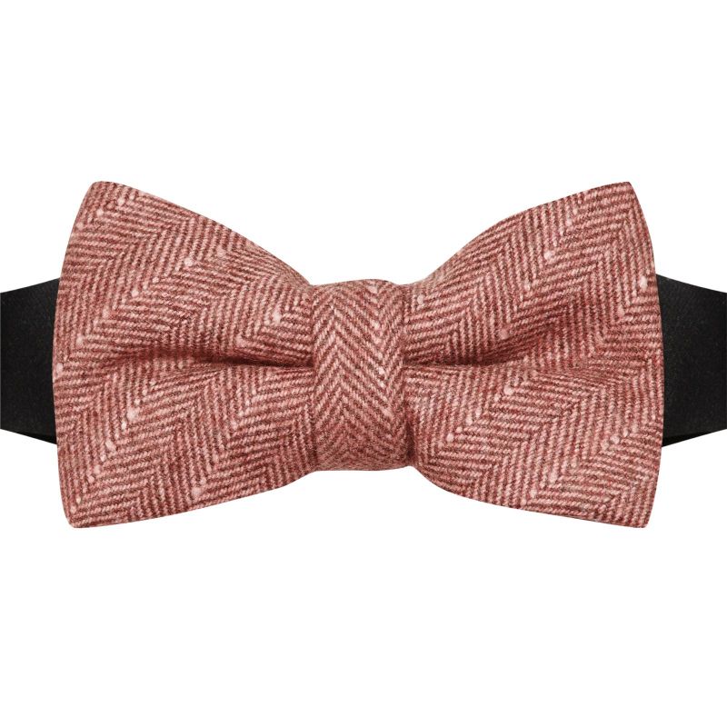 King & Priory Rust Red Herringbone Bow Tie