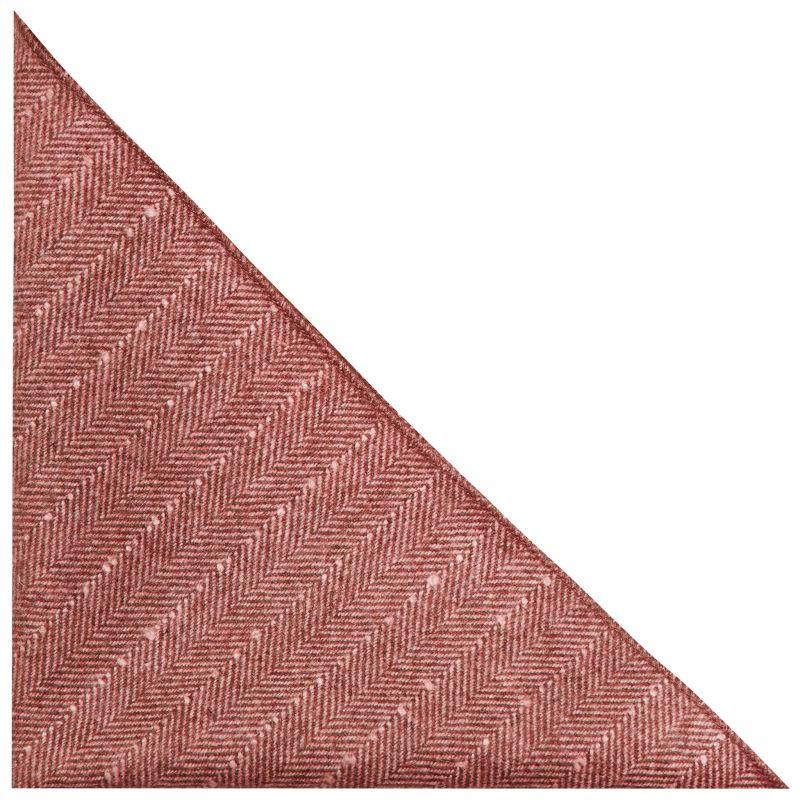 King & Priory Rust Red Herringbone Pocket Square