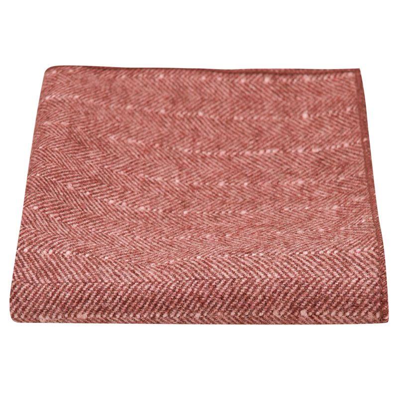 king & priory Rust Red Herringbone Pocket Square
