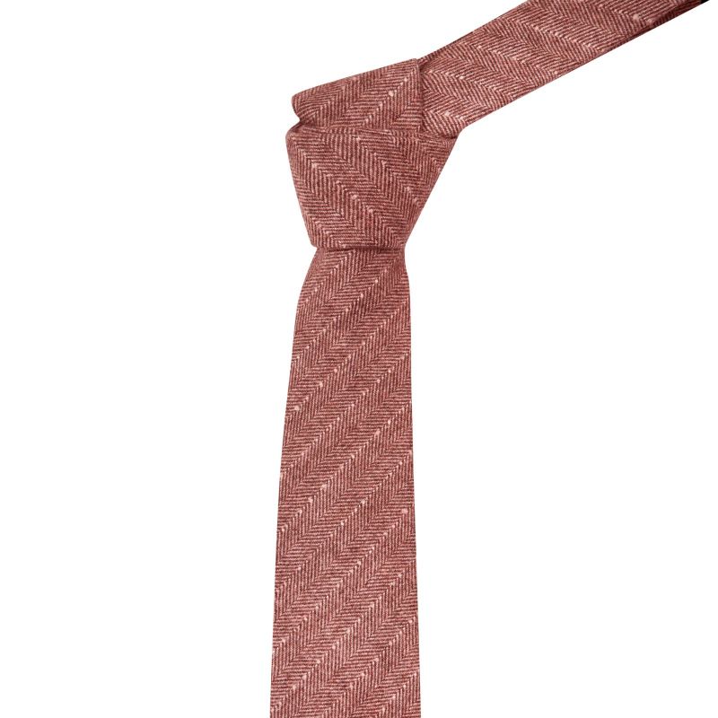King & Priory Rust Red Herringbone Tie