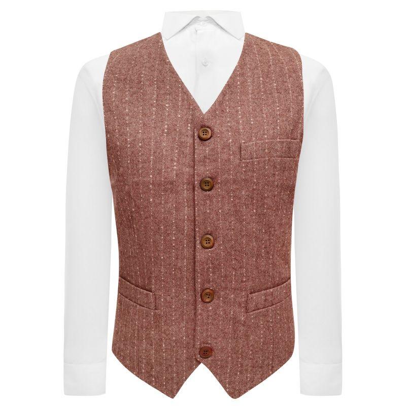 king & priory Rust Red Herringbone Waistcoat