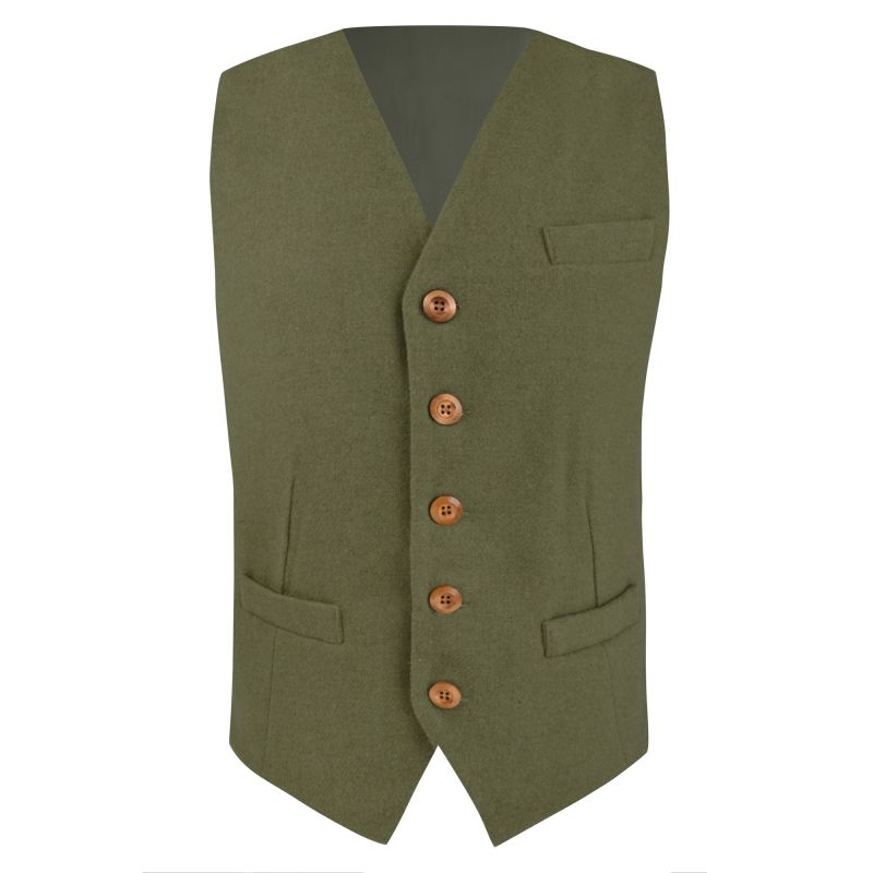 King & Priory Sage Green Woven Wool Waistcoat