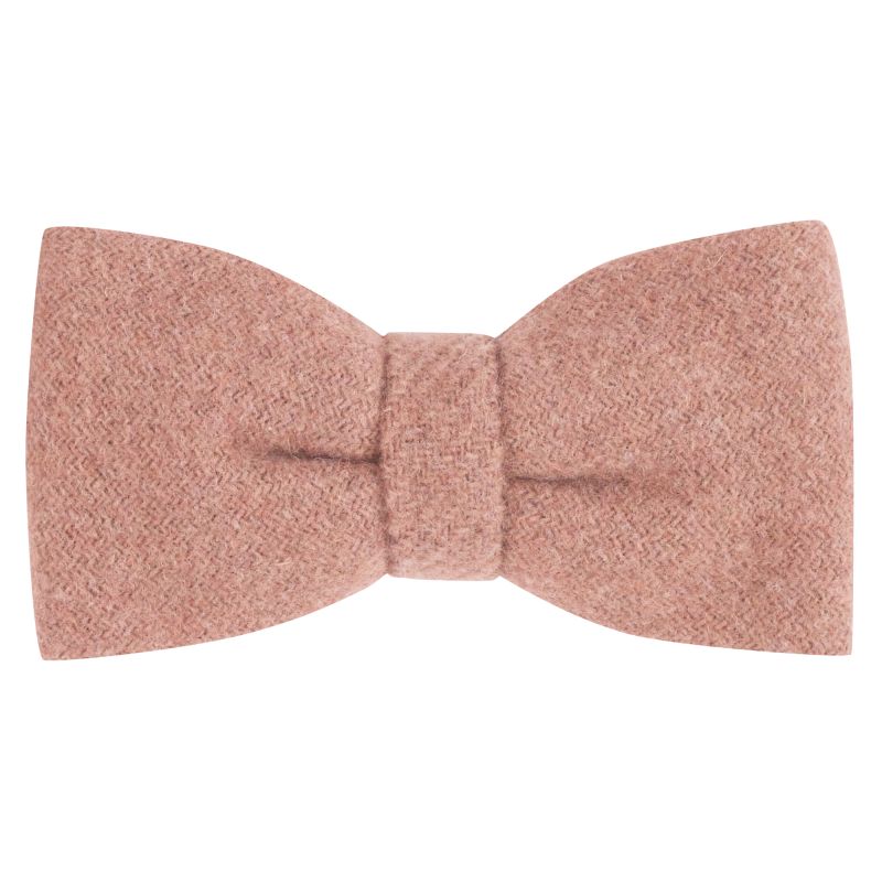king & priory Salmon Pink Woven Wool Bow Tie