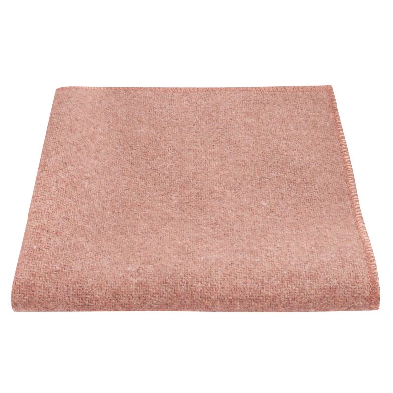 King & Priory Salmon Pink Woven Wool Pocket Square