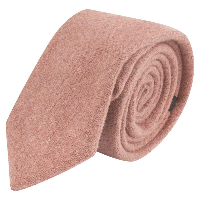 king & priory Salmon Pink Woven Wool Tie