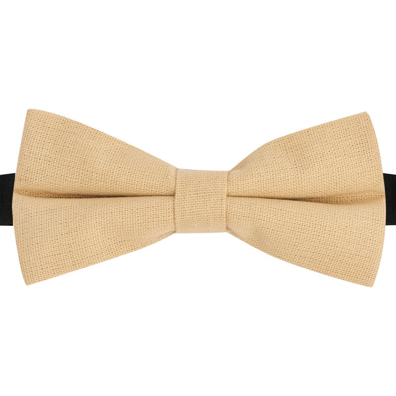 King & Priory Sand Cream Linen Bow Tie