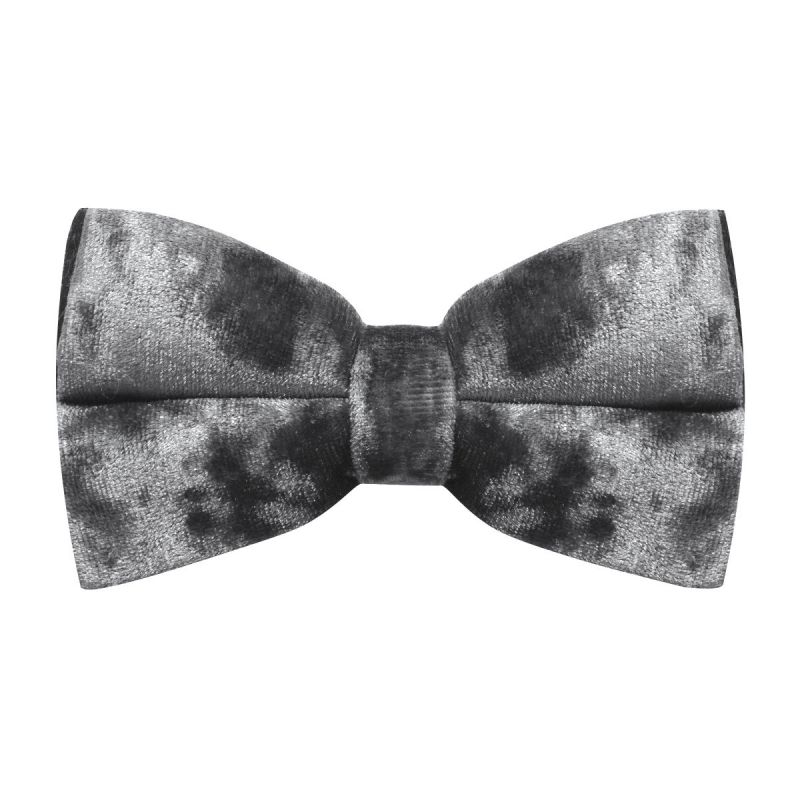 king & priory Silver Crushed Velvet Bow Tie