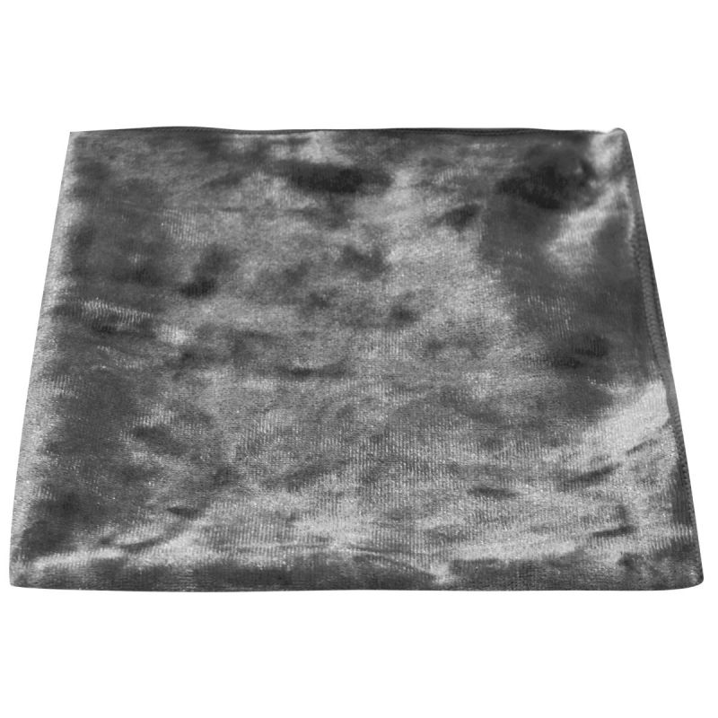king & priory Silver Crushed Velvet Pocket Square
