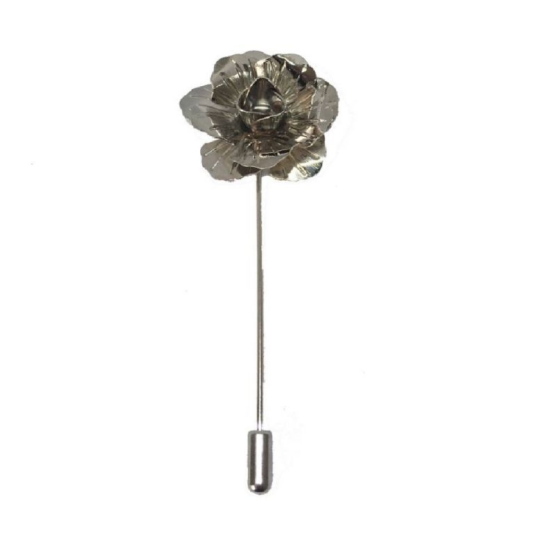 king & priory Silver Metal Flower/Rose Lapel Pin