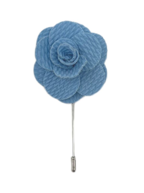 King & Priory Sky Blue Flower/Rose Lapel Pin