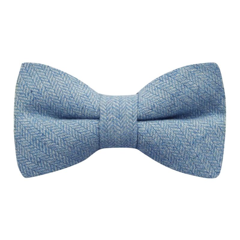 king & priory Sky Blue Herringbone Bow Tie