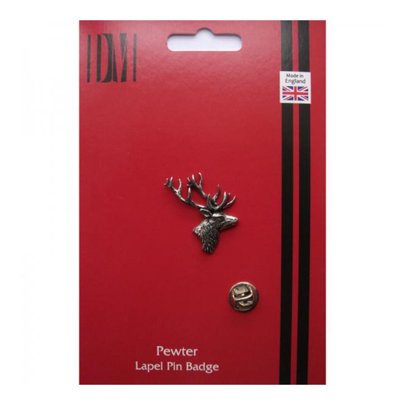 King & Priory Stags Head Pewter Lapel Pin