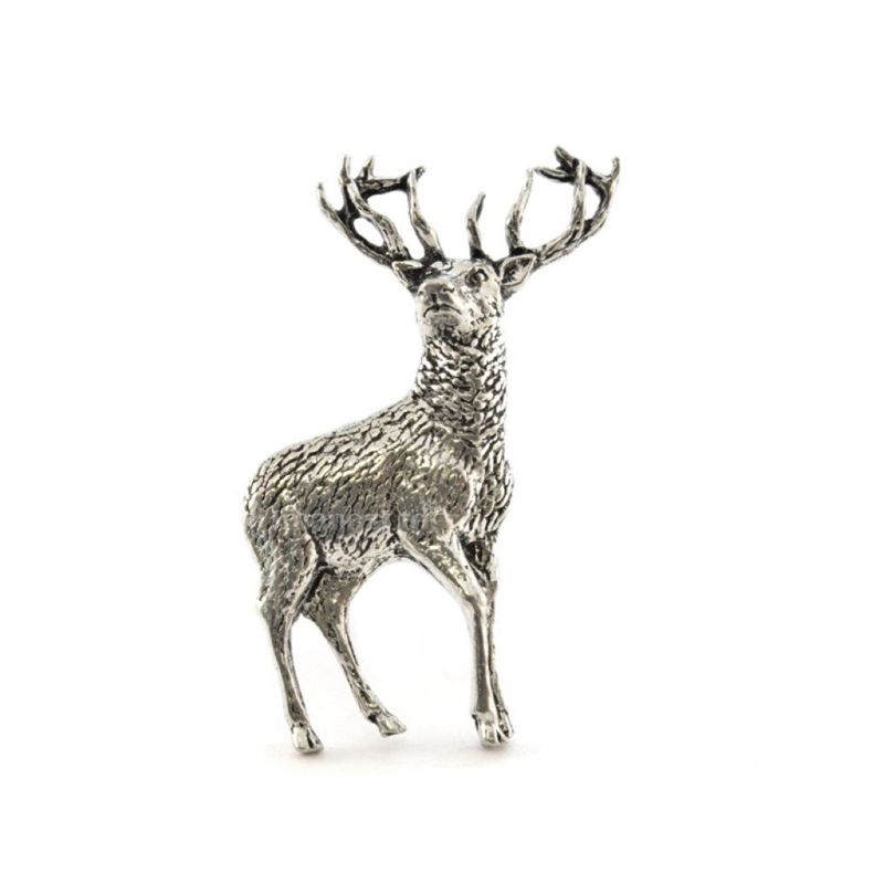 king & priory Standing Stag Pewter Lapel Pin