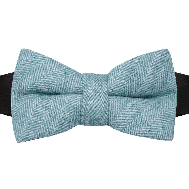 King & Priory Steel Blue Herringbone Bow Tie