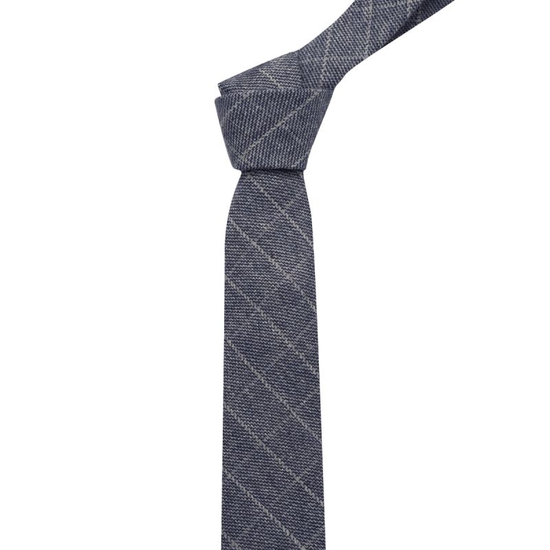 King & Priory Stone Blue Birdseye Check Tie