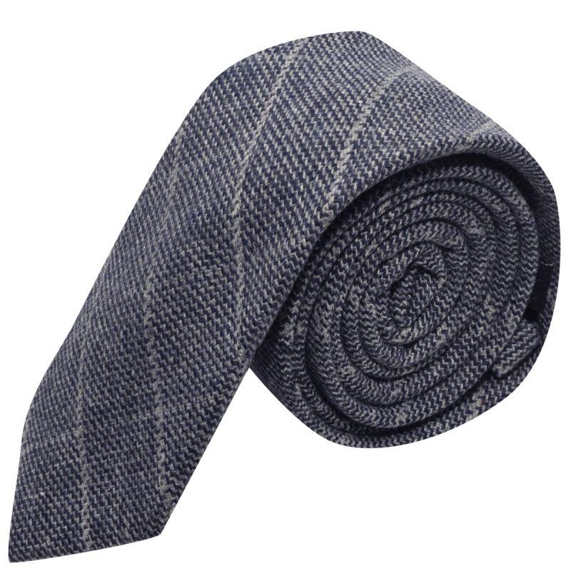 king & priory Stone Blue Birdseye Check Tie