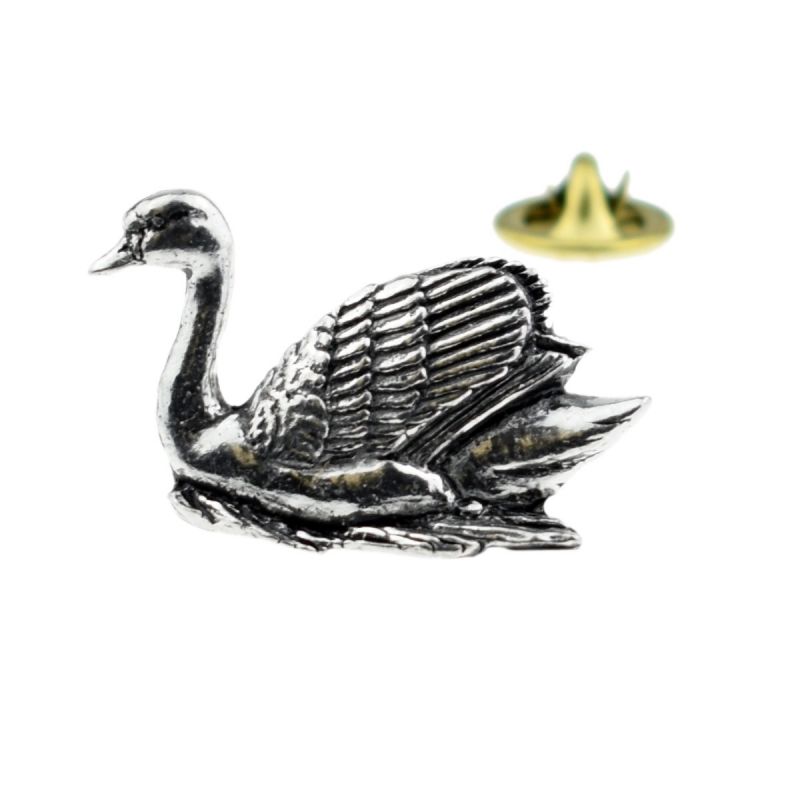 king & priory Swan Pewter Lapel Pin