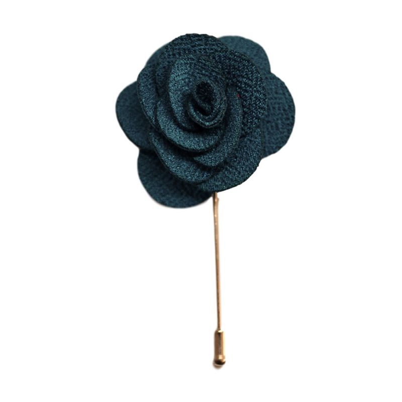king & priory Teal Flower/Rose Lapel Pin