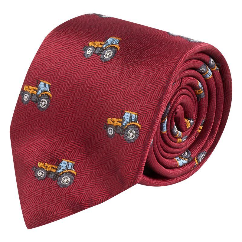 King & Priory Tractor Burgundy Red Herringbone Tie