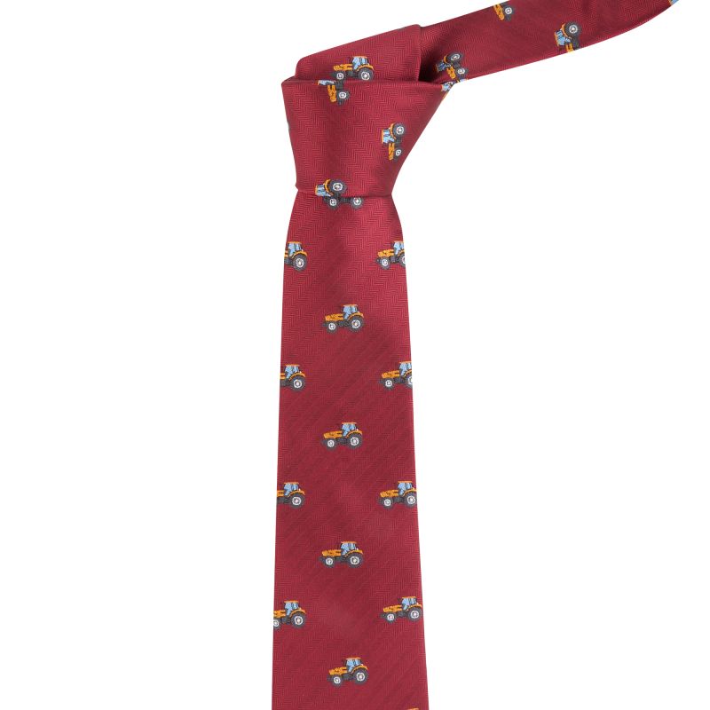 king & priory Tractor Burgundy Red Herringbone Tie