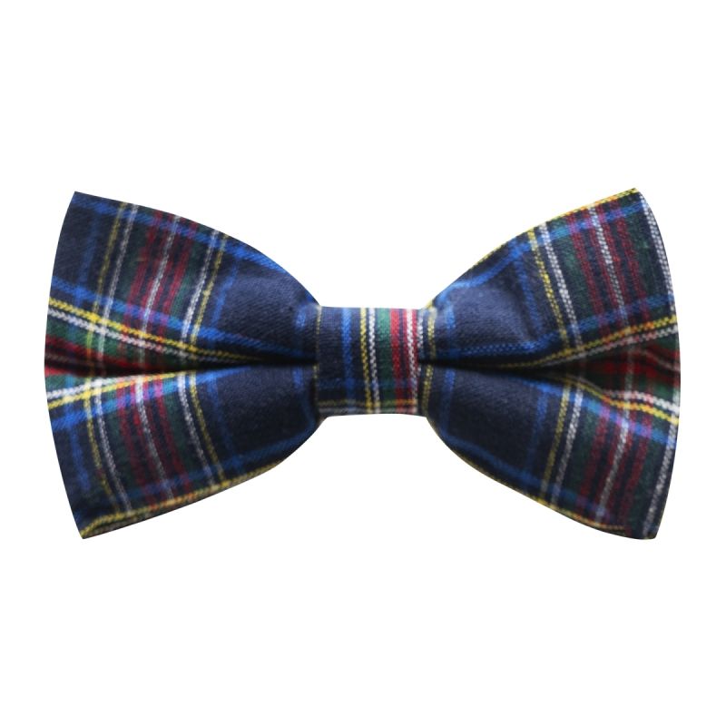 king & priory Traditional Navy Blue Tartan Bow Tie