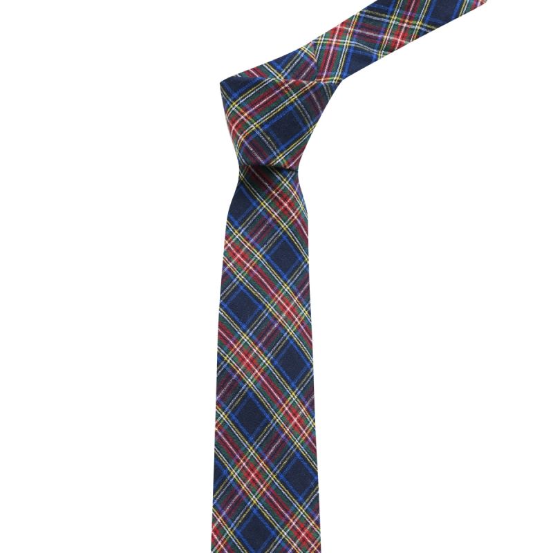 King & Priory Traditional Navy Blue Tartan Tie