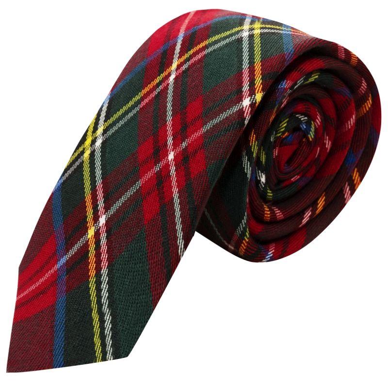 king & priory Traditional Red Tartan Check Tie