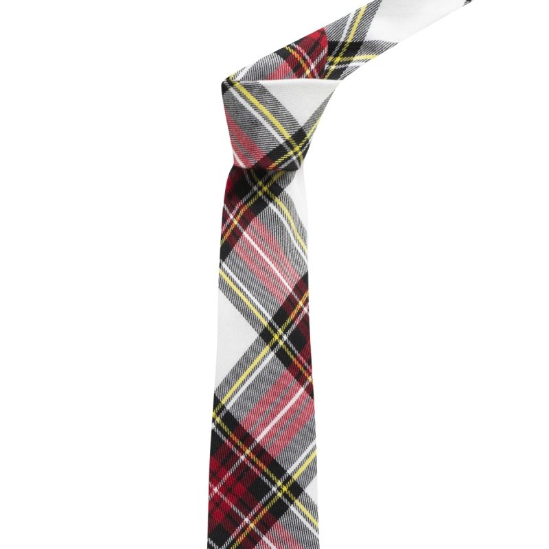 King & Priory Traditional White & Red Tartan Tie