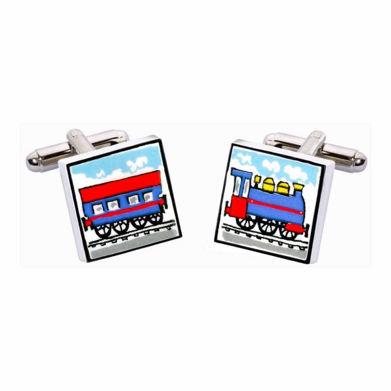 king & priory Train Cufflinks by Sonia Spencer