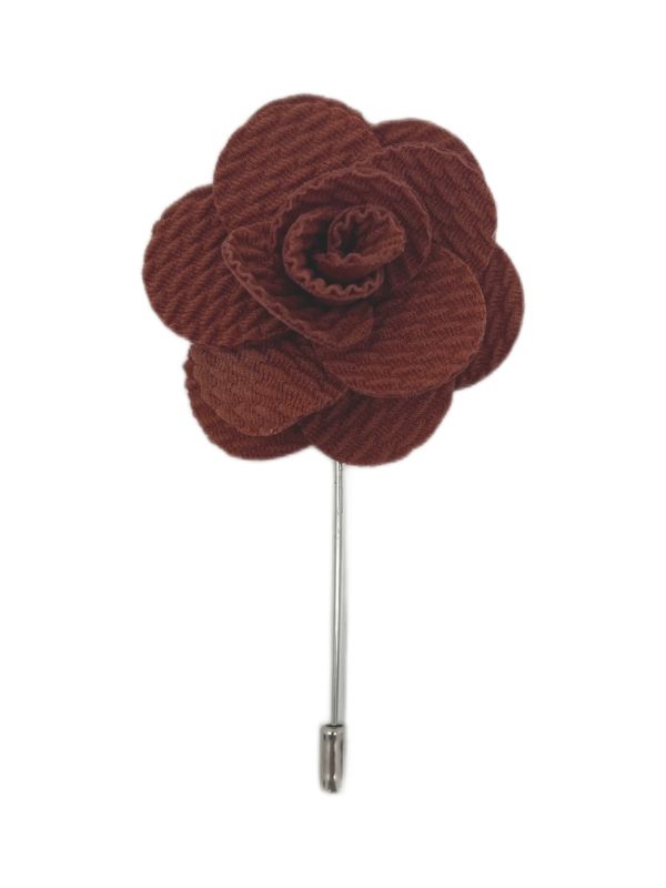 king & priory Walnut Brown Flower/Rose Lapel Pin