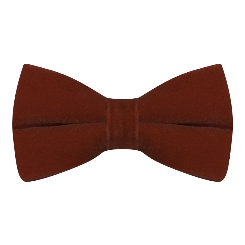 king & priory Walnut Brown Velvet Bow Tie