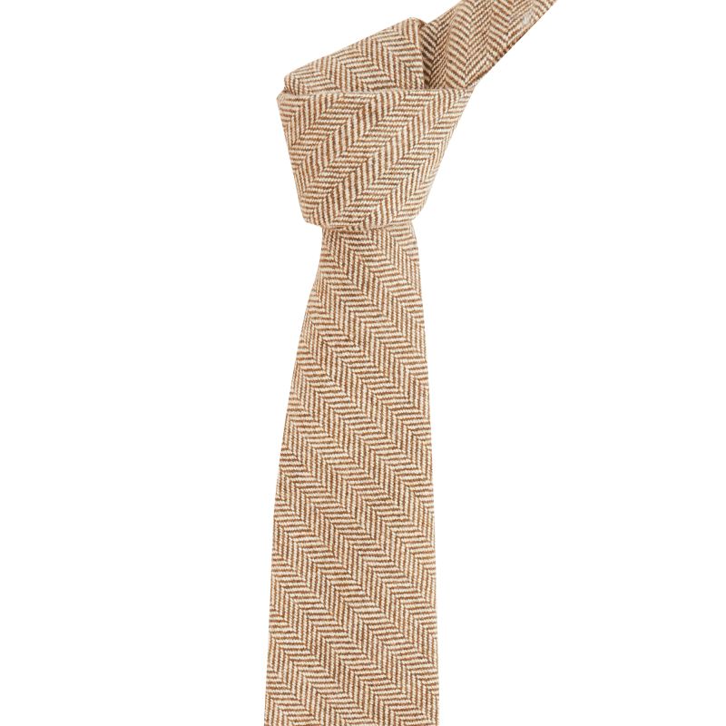 king & priory Warm Brown Herringbone Wool Tie
