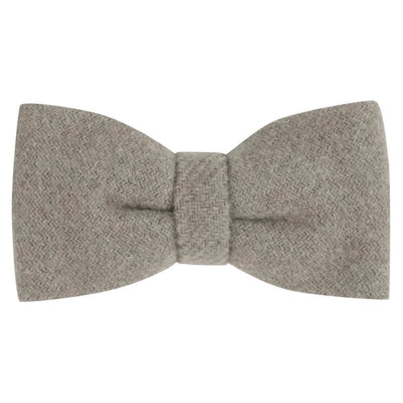 king & priory Warm Grey Woven Wool Bow Tie