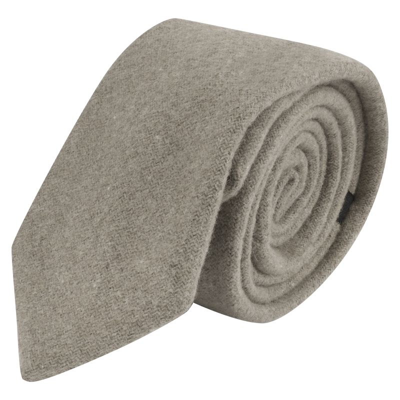 King & Priory Warm Grey Woven Wool Tie