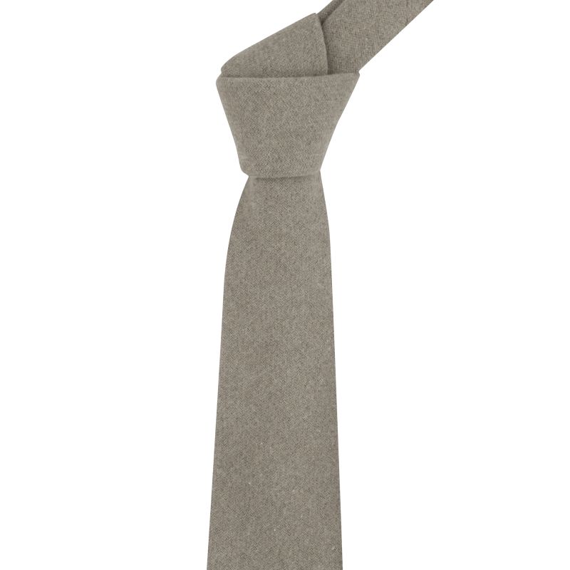 king & priory Warm Grey Woven Wool Tie