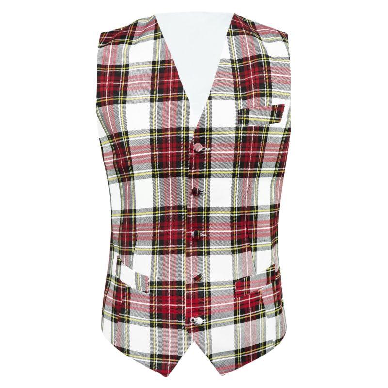 King & Priory White Tartan Check Waistcoat