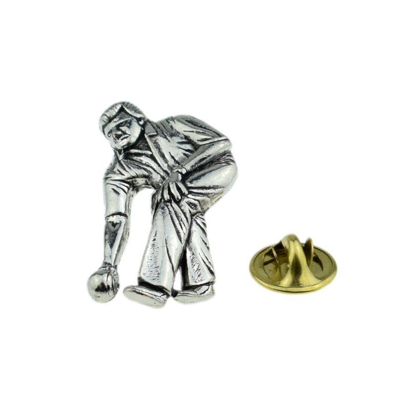 king & priory Lawn Bowls Crown Bowls Pewter Lapel Pin