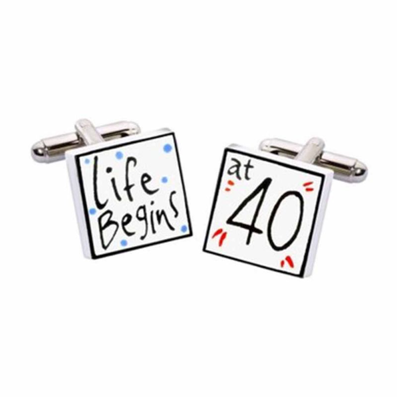 king & priory Life Begins at 40 Cufflinks by Sonia Spencer