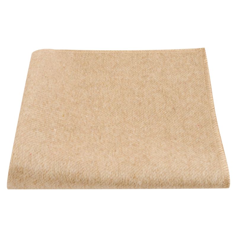 King & Priory Light Camel Brown Woven Wool Pocket Square