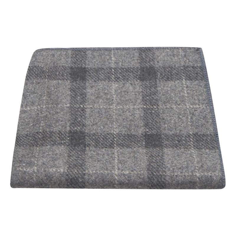 king & priory Light Grey & Dark Grey Check Pocket Square