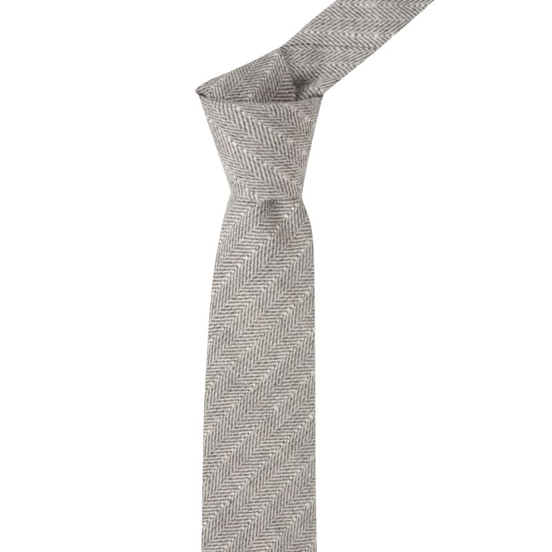 King & Priory Light Grey Herringbone With Pinstripe Tie
