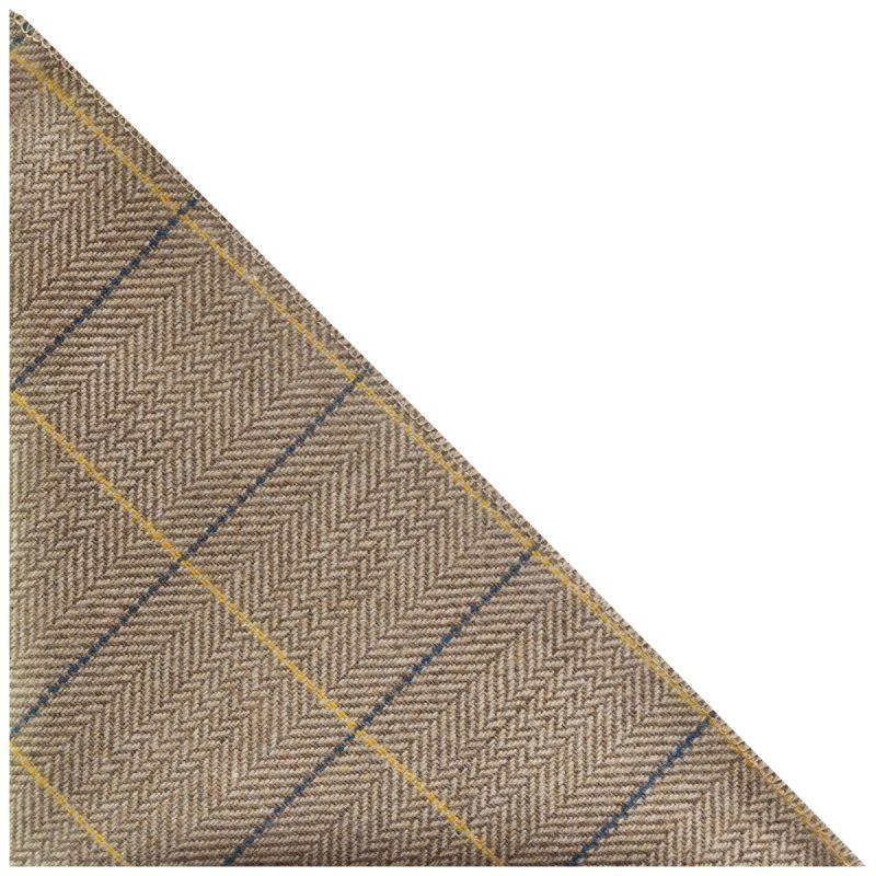 King & Priory Light Oak Herringbone Check Pocket Square
