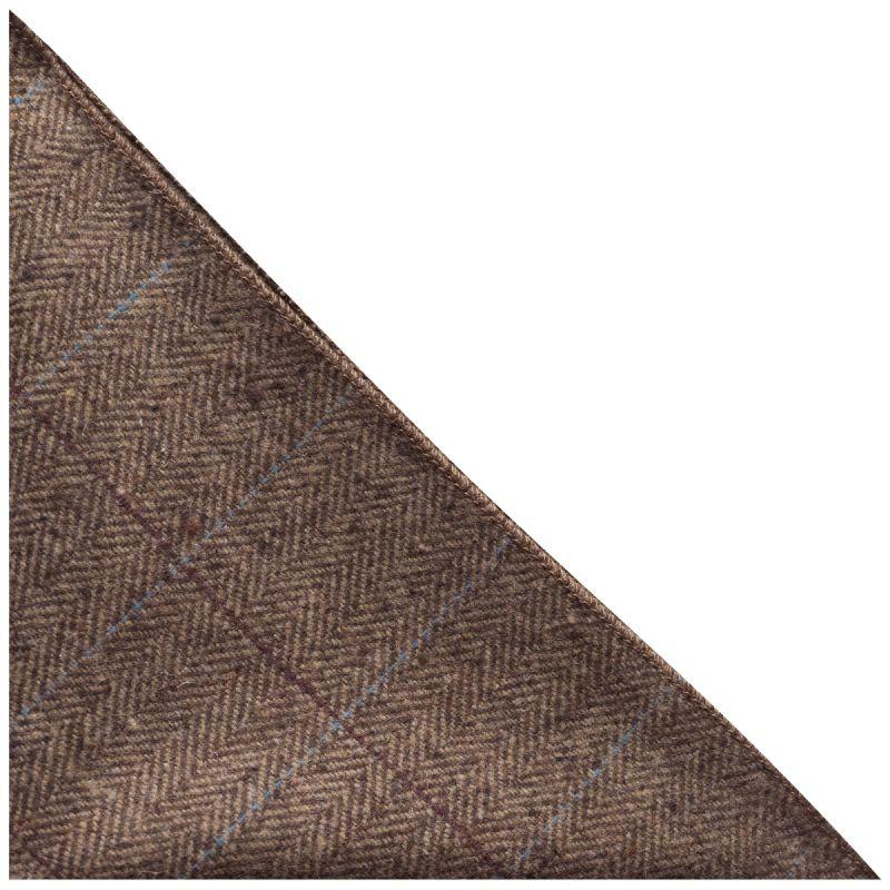 King & Priory Luxury Herringbone Brown Tweed Pocket Square