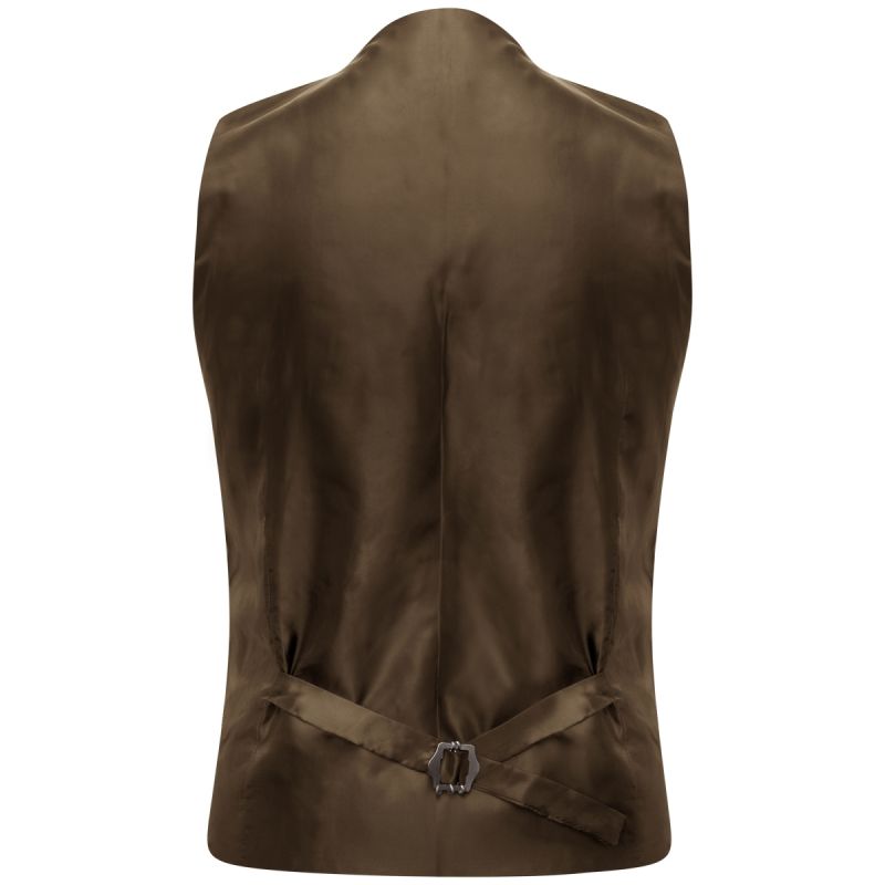 King & Priory Luxury Herringbone Brown Tweed Waistcoat