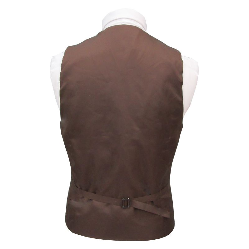 king & priory Luxury Herringbone Brown Tweed Waistcoat with Lapel & Matching Bow Tie
