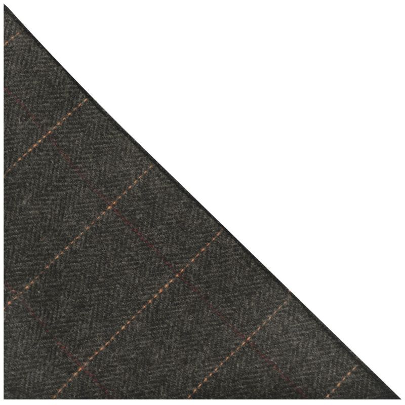 King & Priory Luxury Herringbone Charcoal Grey Tweed Pocket Square