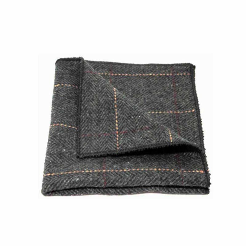 King & Priory Luxury Herringbone Charcoal Grey Tweed Tie & Pocket Square Set Boxed