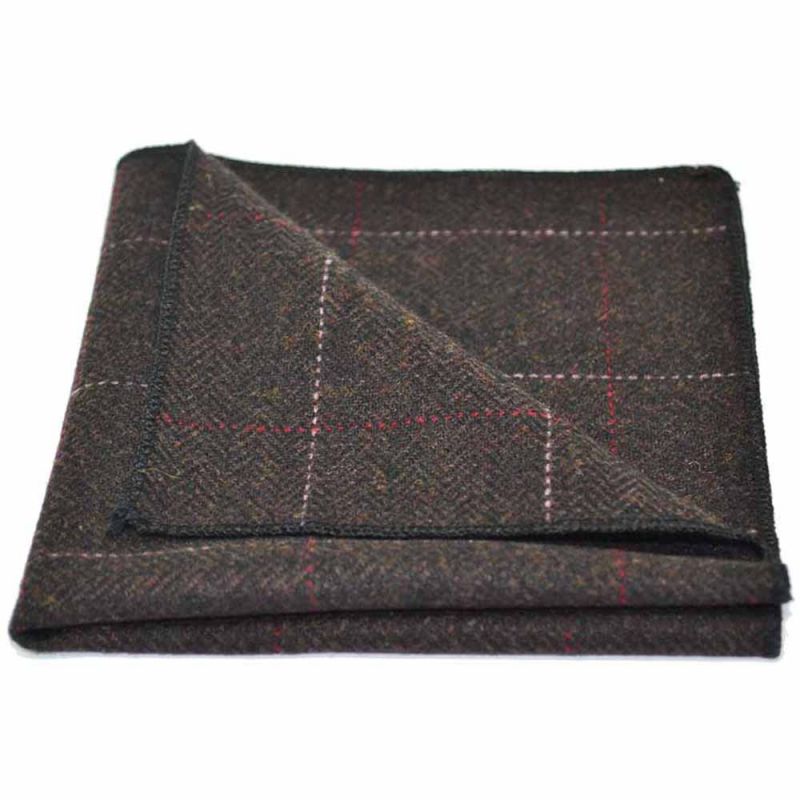 King & Priory Luxury Herringbone Chocolate Brown Bow Tie Tie & Pocket Square Set