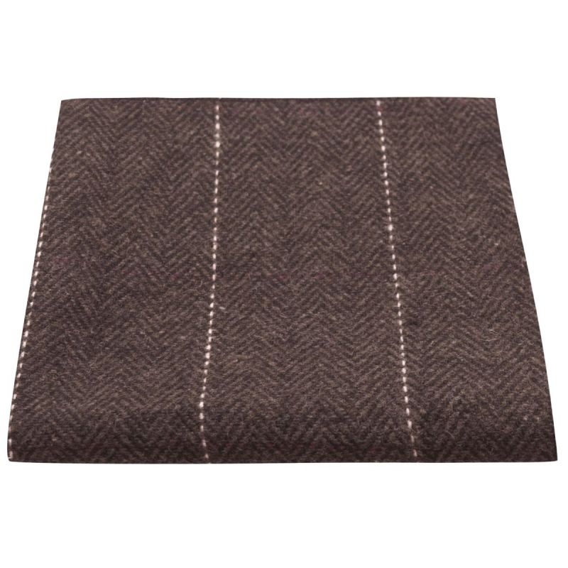 king & priory Luxury Herringbone Chocolate Brown Pocket Square