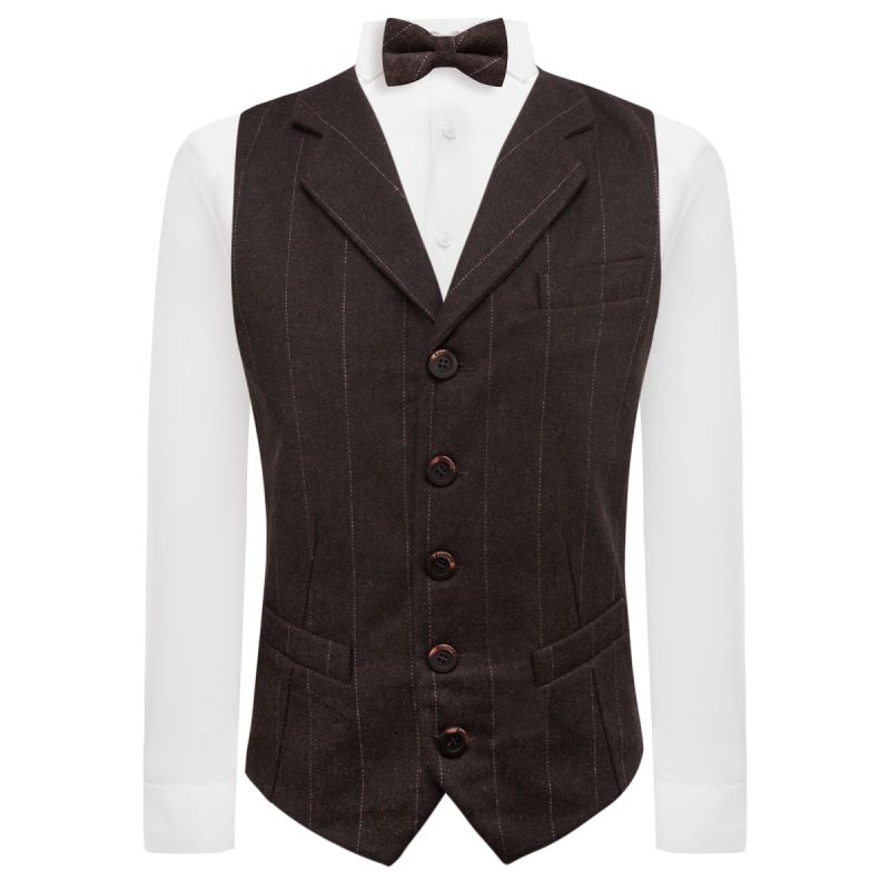 King & Priory Luxury Herringbone Chocolate Brown Waistcoat